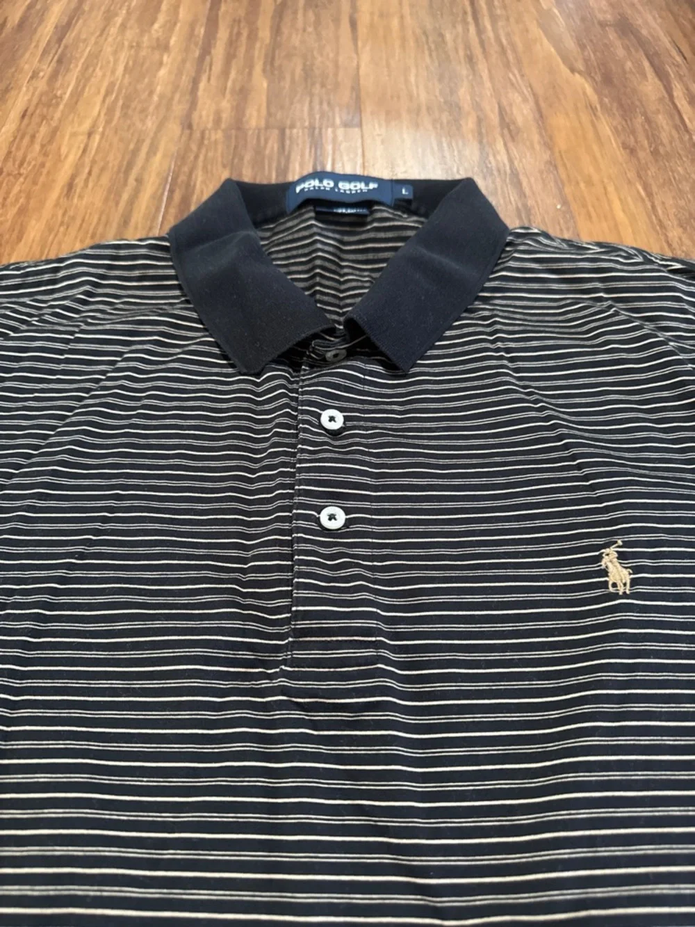 Polo Golf Ralph Lauren Men's Size L Pima Cotton Black Striped Short Sleeves